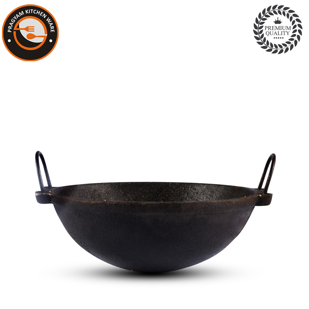 Pre-Seasoned Cast Iron Kadai/Kadhai for Cooking deep Frying Induction  Friendly